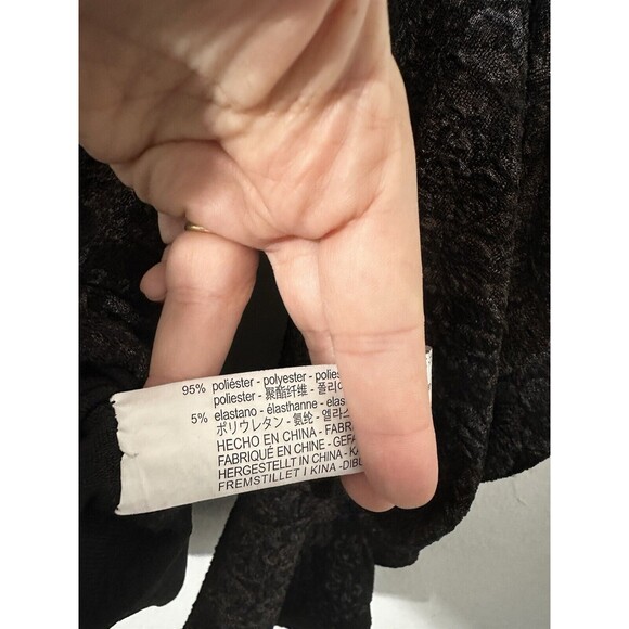 Zara Trafaluc S/S 18 Black Metallic Floral Print Puff Sleeve Top Womens Blouse - Picture 10 of 12